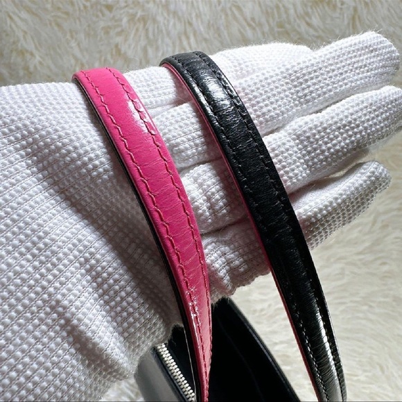 Paul Smith Black & Pink Leather Trimmed Satchel Bag - Picture 7 of 11